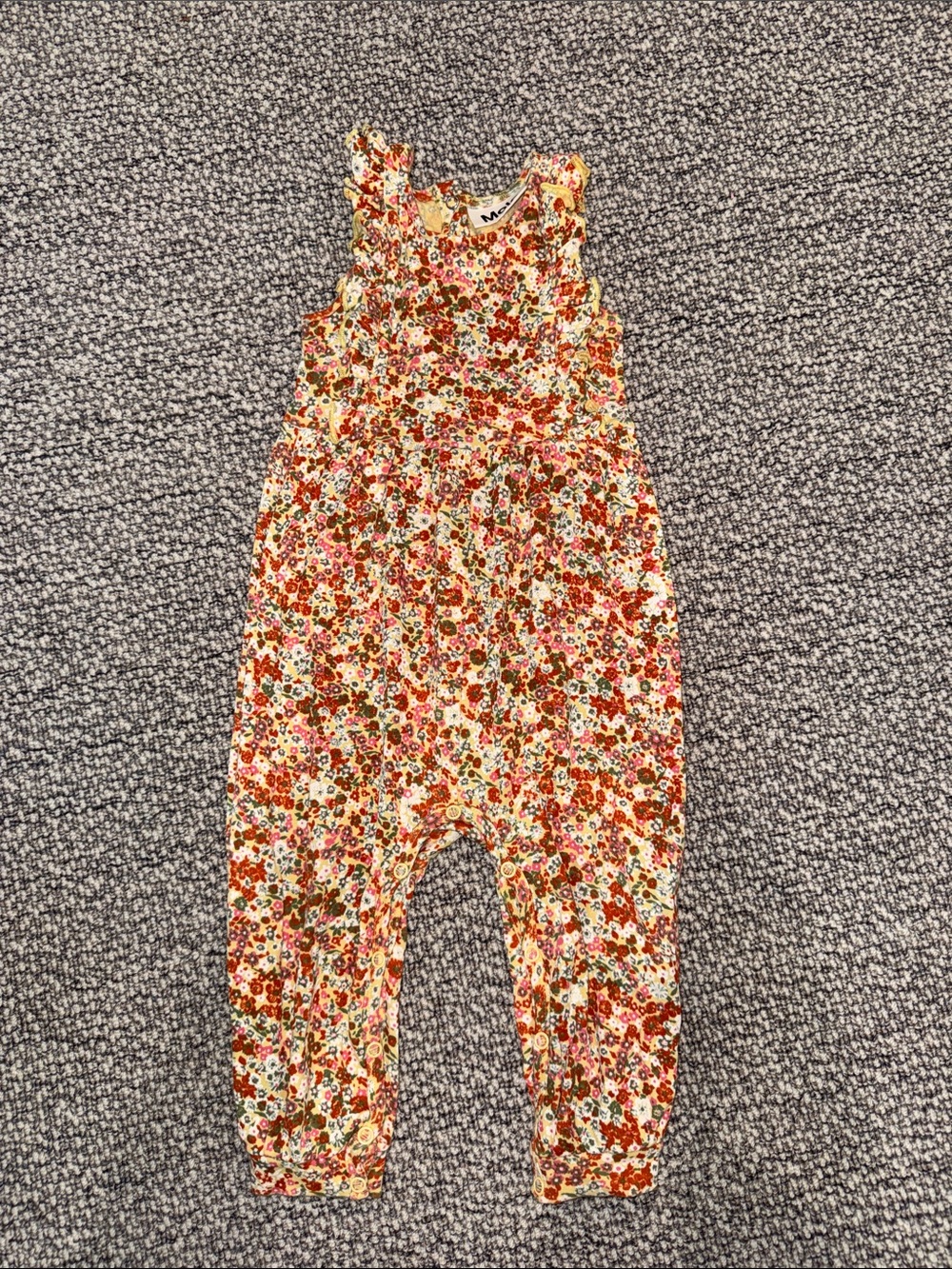 Molo Cream Floral Romper with Red & Green Flower Print